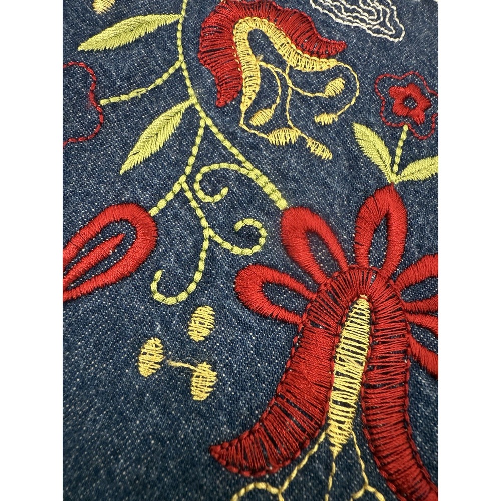 Bechamel Denim Floral Embroidered Jacket Top Cottagecore Womens Size L - Picture 10 of 10